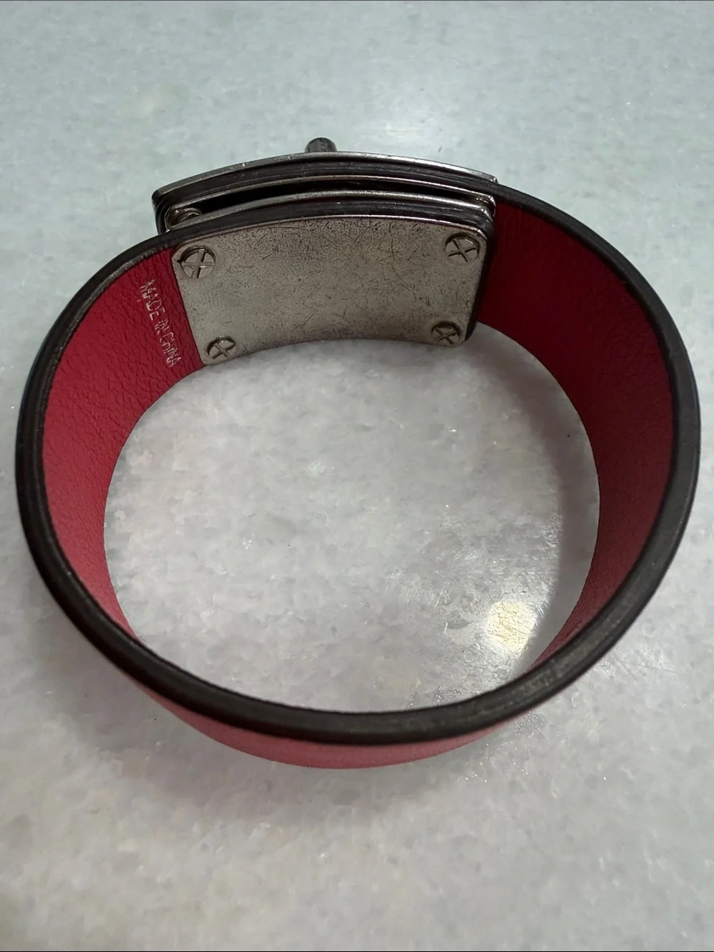 COACH Red Leather Bracelet with Silver Turnlock